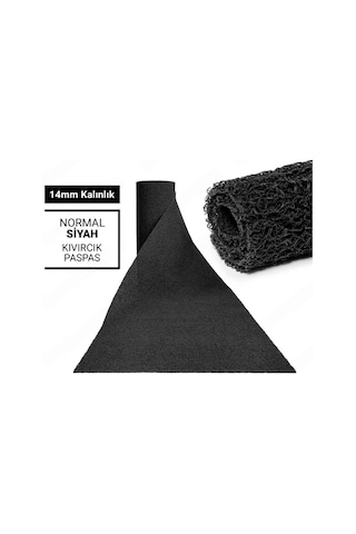120x1200cm Siyah Kıvırcık Paspas-halı Kaymaz Yolluk Lidya 14mm Siyah