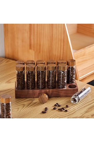 Tek Doz Kahve Çekirdeği Depolama 12 Tüp Çok Amaçlı Kahverengi Kahverengi