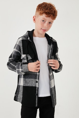 Lela Kapüşonlu Çift Cepli Ekoseli Kışlık Oduncu Erkek Çocuk Gömlek Cf24W81781 Siyah