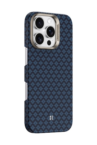 Apple Uyumlu iPhone 16 Pro Max Kılıf M-safe Özellikli Benks Armorair Armorgrid Serisi Kevlar Kapak Mavi Mavi