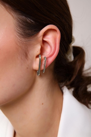 Kadın Gümüş 2'li Burgu & Basic Cuff Gümüş