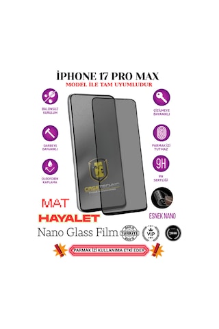 İphone 17 Pro Max Tam Uyumlu Mat Privacy Esnek Nano Ekran Koruyucu Film İphone 17 Pro Max Tam Uyumlu Mat Privacy Esnek Nano Ekran Koruyucu Film