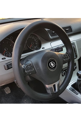 Oto Deri Direksiyon Kılıfı Kokusuz Siyah Dikişli