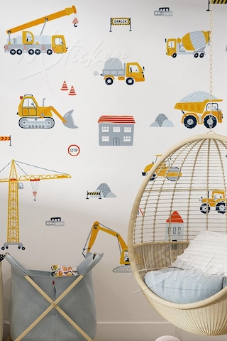 MSticker İş Makinaları Ve Şehir Çocuklar İçin Eğitici Öğretici Eğlenceli Sticker Seti