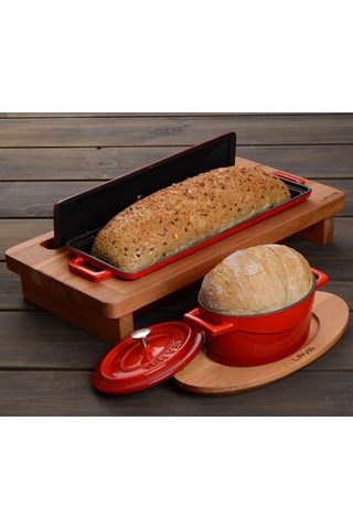 Döküm Ekmek Kabı/terrine, 11x29 Cm, Turuncu Çok Renkli