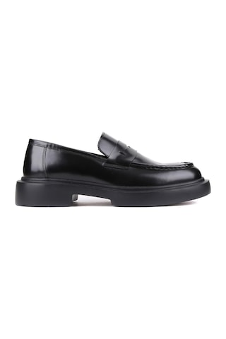 Shoetyle - Siyah Açma Deri Bağcıksız Erkek Klasik Ayakkabı 250-2375-859-siyah
