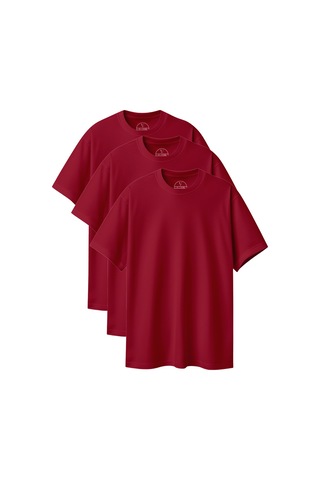Velvoria Unisex Oversize Basic 3'lü Bordo Renk T-shirt Çok Renkli22