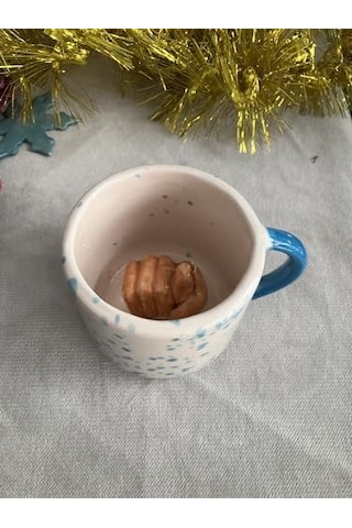 Nahl Kupa, El Yapımı Seramik Kupa, Düğün, Doğum Günü, Bebek Mevlidi, Ev Açılışı Hediyesi Açık Ahşap