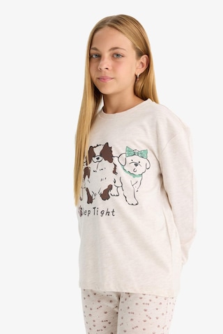 Defacto Kız Çocuk Pijama Takımı Köpek Baskılı Uzun Kollu Üst Desenli Uzun Alt F1084a825aubg745 Bej