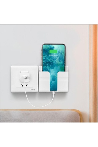 Yapışkanlı Cep Telefonu Şarj Standı Banyo Duvar Rafı Sabit Çok Amaçlı Depolama Başucu