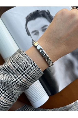 Çelik Gümüş Renk Bileklik Charm Italyan