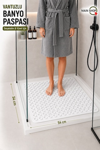 Mainshop Kaydırmaz Taban Masajlı Duşa Kabin Ve Banyo Paspası-banyo Küvet Içi Paspas Beyaz Renk M-150