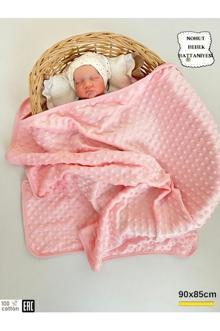 Nohut Kız / Erkek Bebek Battaniyesi & Kundağı Çift Katlı %100 Pamuklu Çok Amaçlı Örtü 90x85cm Btn11003 Pembe