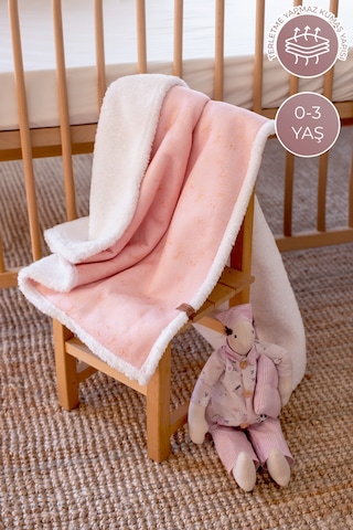 Fluffy Bebek Battaniyesi 80x100 Solid Pembe Kundak Puset Çift Taraflı Koyun Tüyü Battaniye 100x80