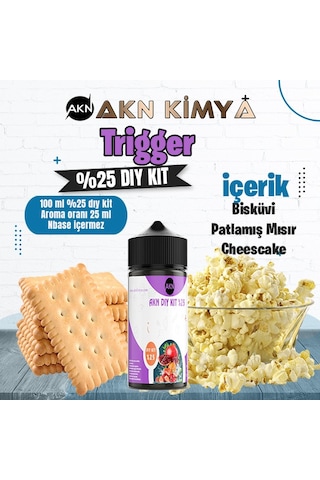 Trigger Yoğun Dıy Kit Bisküvi Patlamış Mısır Gıda Aroması %25 Oranda Aroma İçerir Hazır Değildir 100 Ml
