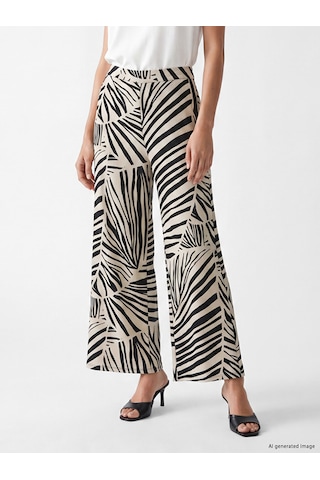 Lcw Everyday Gri Beli Lastikli Zebra Desenli Kadın Pantolon
