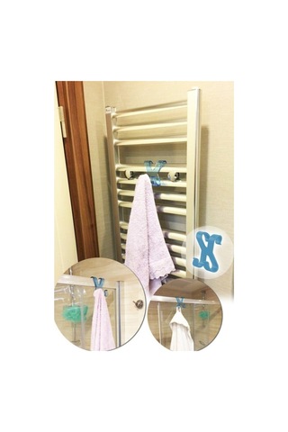 Banyo Havlupan Askılık Geçmeli Banyo Askısı Havlu Duş Askı 4 Adet Mavi