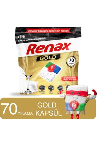 Renax Gold Bulaşık Makinesi Kapsülü Hepsi Bir Arada 70 Li Tablet