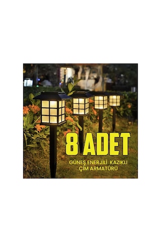 8 Adet Solar Bahçe Aydınlatma Lambası Su Geçirmez Dekoratif Çim Ve Yürüyüş Yolu Işığı Seti Karanlık Diğer