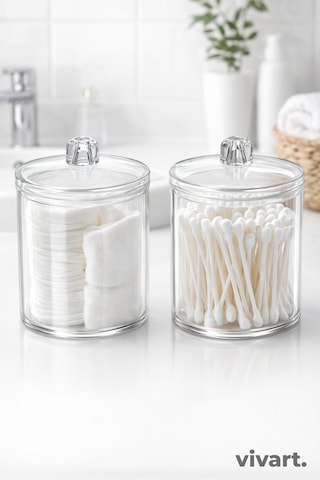Vivart Şeffaf Pamukluk & Kulak Çubuğu Kabı 2 Li Set Banyo Düzenleyici Organizer Şeffaf Vivart Şeffaf Pamukluk & Kulak Çubuğu Kabı 2 Li Set Banyo Düzenleyici Organizer Şeffaf