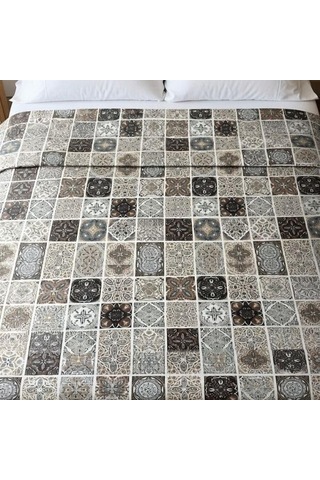 Mulberry Çift Kişilik Pike Yatak Örtüsü%100 Pamuk 220x230 Fayans Açık Indigo