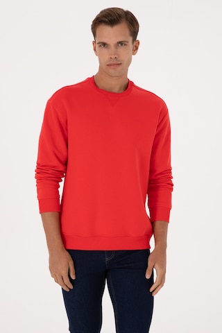 U.S. Polo Assn. Erkek Comfort Fit Bisiklet Yaka Şardonlu Kırmızı Basic Sweatshirt 50313757-VR030