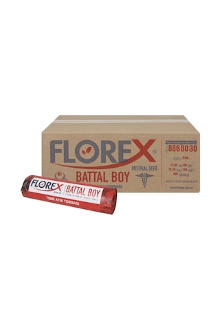 Florex Baskılı Battal Boy Tıbbi Atık Torbası 10 Adet Kırmızı 72 x 95 CM