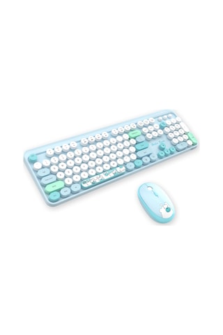 Geezer AL4186 Ayıcık Desenli Kablosuz Renkli Klavye + Mouse