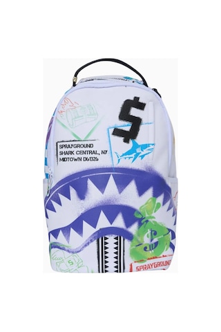 Sprayground Digital Graffiti Shark Sırt Çantası, Şık Ve Fonksiyonel Tasarım Günlük Sırt Çantası Beyaz