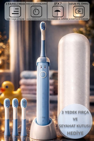 Mioji Oral B2 Kids Care Şarj Edilebilir Diş Fırçası Mavi + 3 Yedek Fırça Başlık ve Taşıma Çantası
