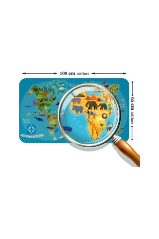 Eğitici Dünya Haritası Dünya Atlası Çocuk Ve Bebek Odası Duvar Sticker -60x105-3805 Çok Renkli