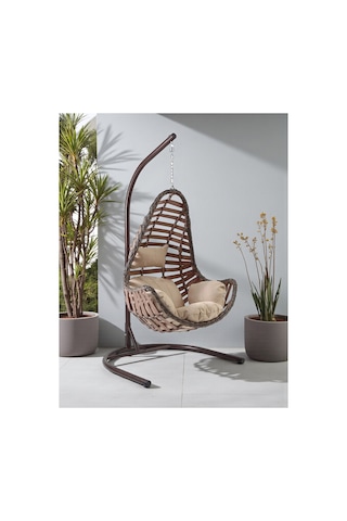 Seferihisar Tek Kişilik Rattan Salıncak 135 135 Kahverengi