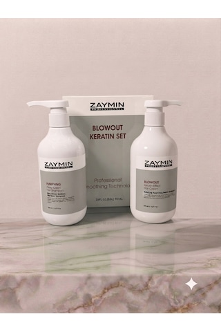 Zaymın Blowout Düzleştirici Keratin Saç Kremi 500 ML + Zaymın Purifying Saç Bakım Şampuanı 500 ML