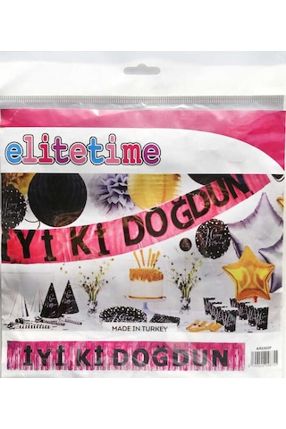 İyiki Doğdun Banner Püsküllü Metalize Pembe 200X22 Cm