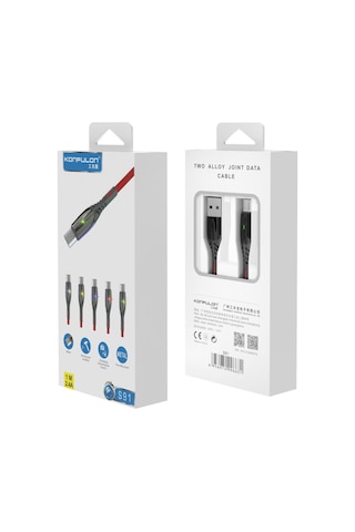 Konfulon S91 Ledli Micro Usb Kablo 1m 2.4a Ilkeshop - 5 - Siyah