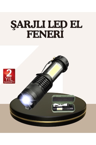 Ceylan Adam Küçük Boy Şarjlı Led El Feneri Taşınabilir Klipsli Çok Renkli