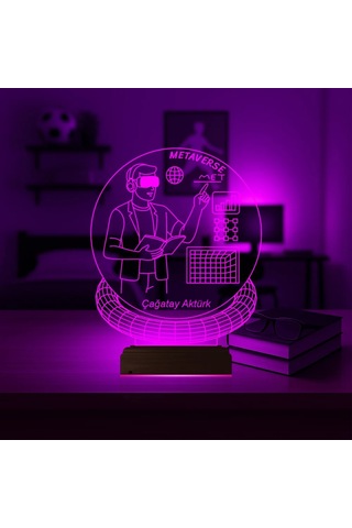 Luvivia Metaverse Bilgisayar Yazılımcı Kişiye Özel 3d Lamba - Masa Gece Lambası Şeffaf
