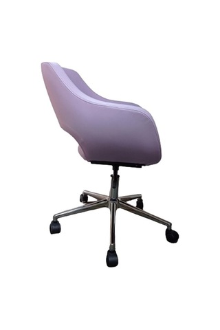 Metal Ayaklı Büro Sandalyesi Lila Renk Suni Deri