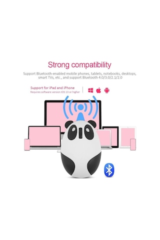 Vaorlo Bluetooth Kablosuz Fare Bilgisayar Optik Fare Sevimli Karikatür Panda 1200 Dpı Mause Oyun Fareleri