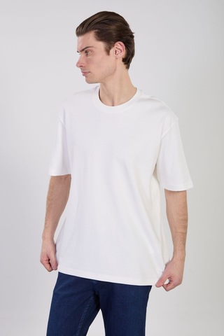 Barrels And Oıl Erkek Bisiklet Yaka Oversize T-shirt - Beyaz Beyaz
