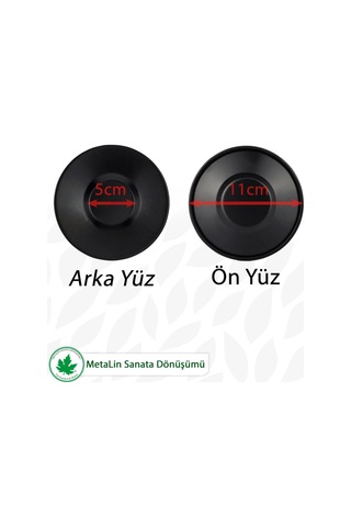 12'li Metal Çay Tabağı - Siyah Siyah