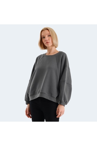 Slazenger VIA Kadın Oversıze Koyu Gri Sweatshirt