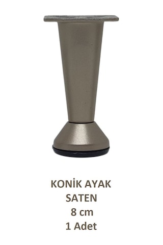 Adilon Konik Ayak, Saten, 8 Cm, 1 Adet Dolap, Mobilya, Puf Ayağı Vidaları Hediye Saten