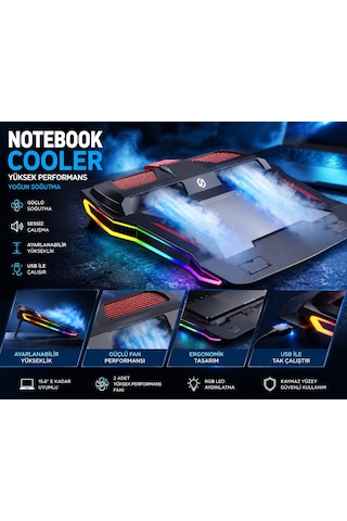 Asus Proart P16'' Uyumlu Rgb Led Işıklı Çift Fanlı Notebook Soğutucu Standı