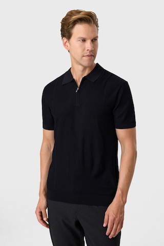 Back And Bond Siyah Regular Fit Fermuarlı Triko Tişört