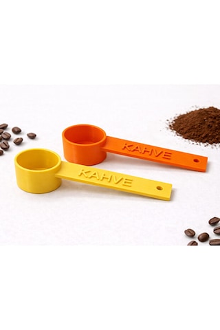 Kahve Yazılı Kahve Ölçü Kaşığı 2 Adet Espresso & Filtre Kahve Set-renk Seçenekli Turuncu