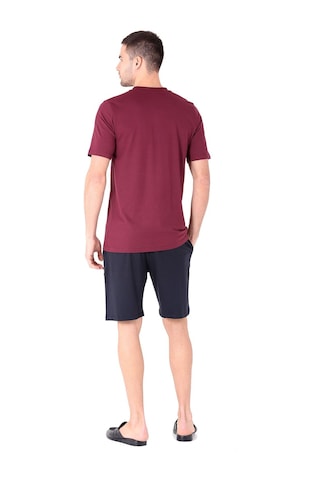 D's Damat Ds Damat Erkek Düğmeli Yaka , Modal Kumaş Şort Pijama Takımı Bordo Bordo