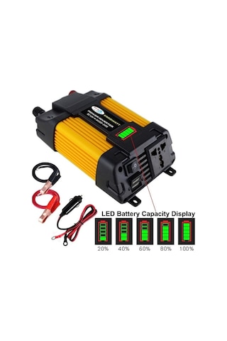 Dancemonkey Küçük Yılan 12v - 220v 6000w Led Ekranlı Çift Usb Araç Güç Çeviricisi