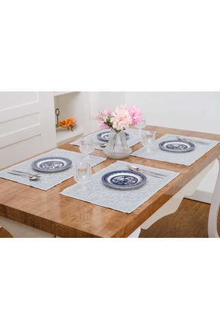 Finezza İris Jakar Polyester Kumaş Bej Amerikan Servis 33x46 cm Gri 4 Ad.-1389 Bej