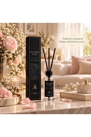 Premium Oda Kokusu Bambu Çubuklu Beyaz Şişe 100 Ml Pudra